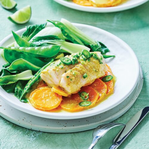 Coconut fish parcels with sweet potato