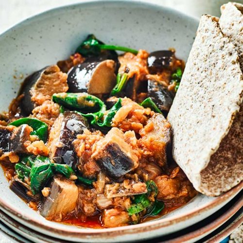 Eggplant and lentil vindaloo
