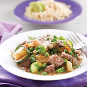 Green curried beef
