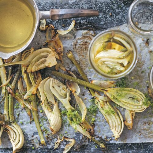Pickled roasted fennel