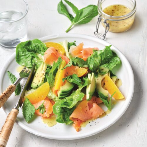 Smoked salmon, orange and avocado salad