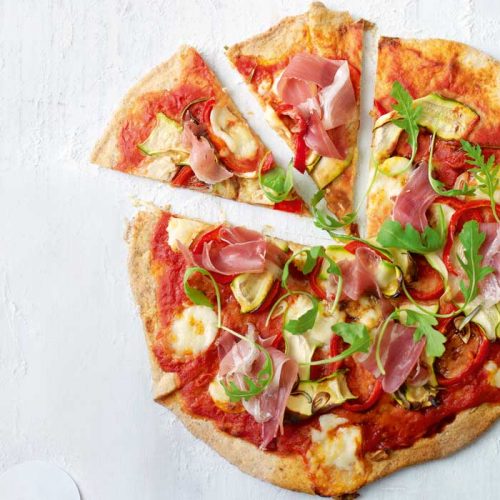 Parma ham and rocket pizza