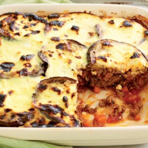 Lamb moussaka with yoghurt topping