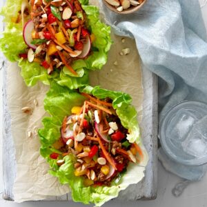 Spicy vegetarian mince crunchy lettuce cups