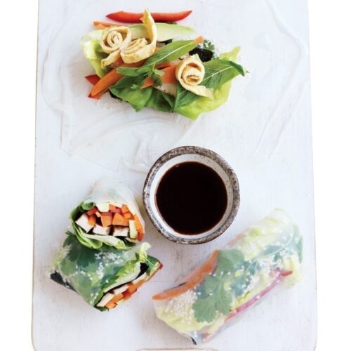 Marinated tofu and sesame seed rolls