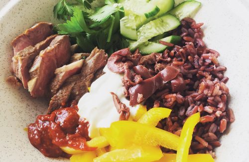 Mediterranean lamb bowl