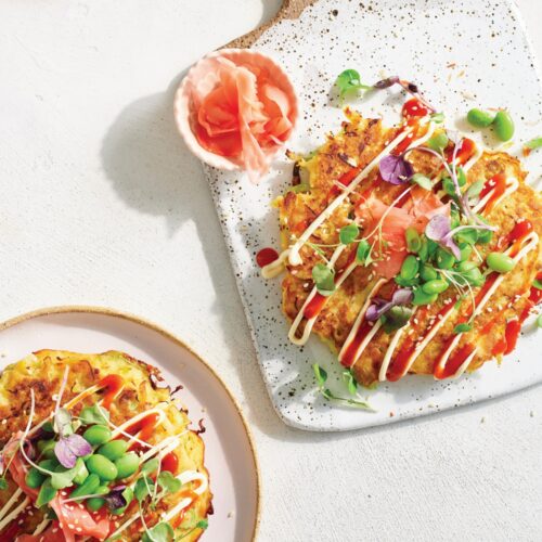 Prawn okonomiyaki (Japanese pancake)