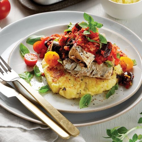 Sardine salsa with potato cakes