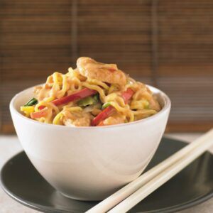 Satay chicken noodle stir-fry