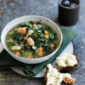 Silver beet and butter bean soup