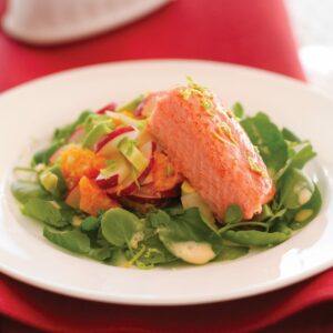 Smoked salmon salad with creamy citrus dressing