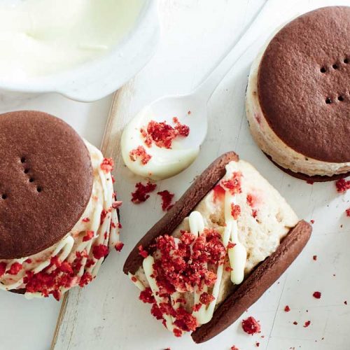 Strawberry shortcake ice cream sandwiches