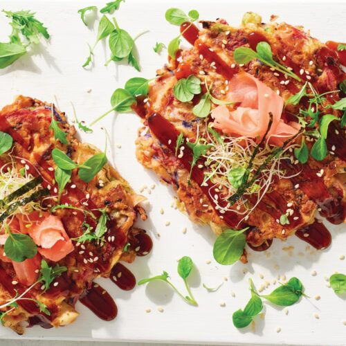 Vegetarian okonomiyaki (Japanese pancake)