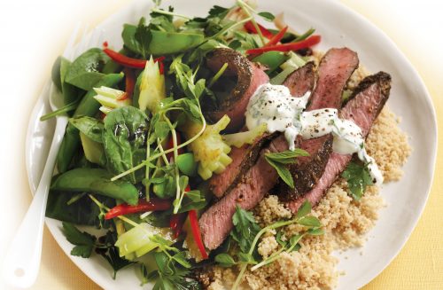 Za’atar lamb with celery salad and mint yoghurt