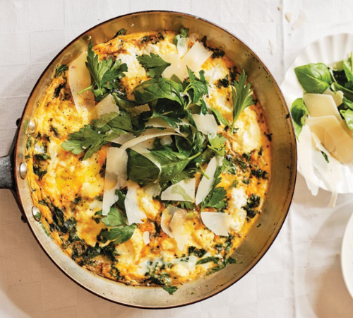 Baked frittata with greens and ricotta